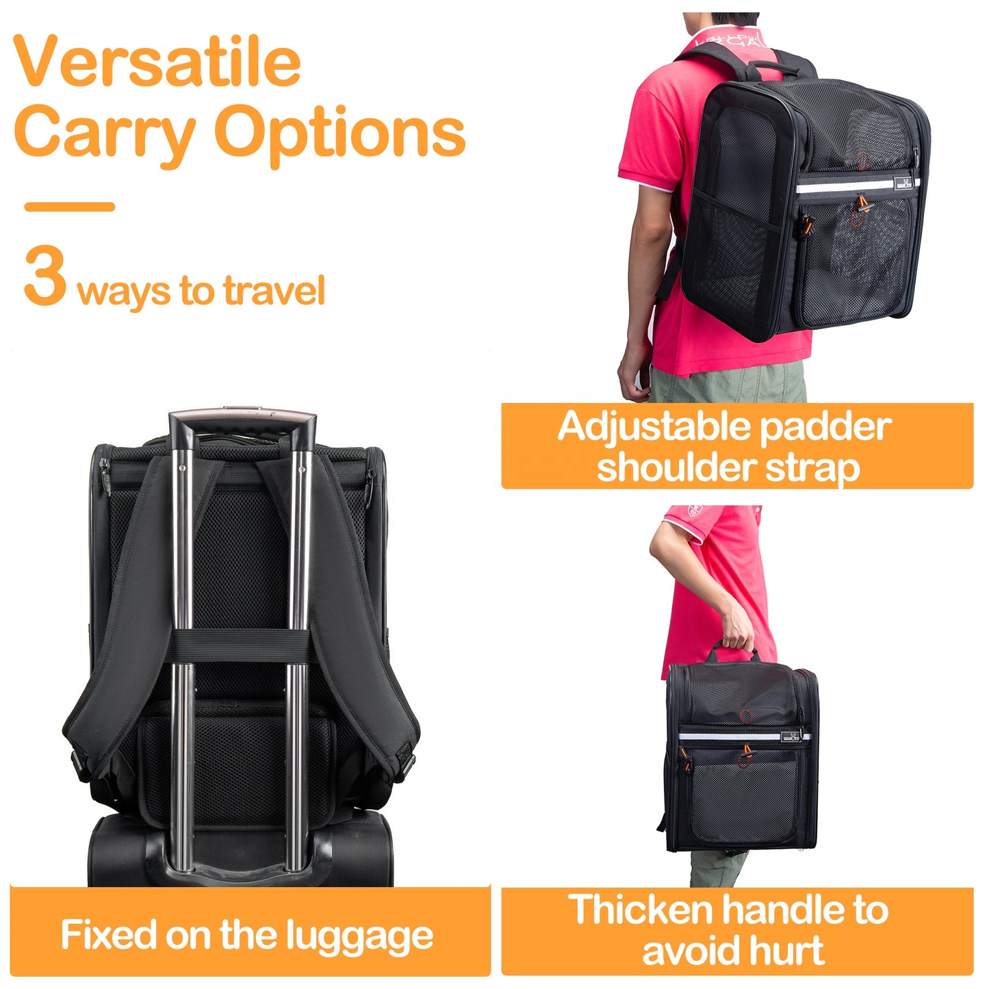 Wakytu C55-2 Pet Backpack Carrier Foldable Pet Backpack Bag